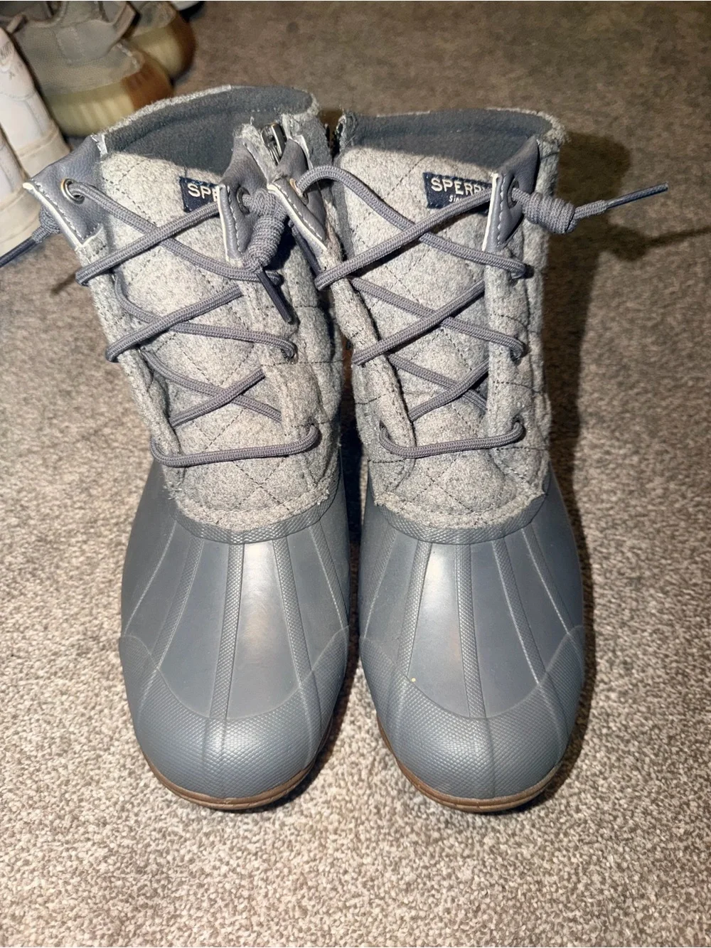Sperry Quilted Gray Waterproof Duck Boots 8.5
